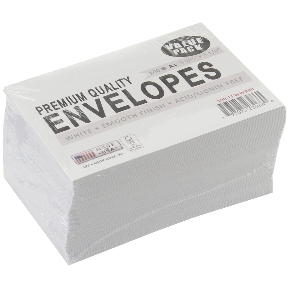 Leader Paper Products Leader A1 Envelopes (3.625"X5.125") 100/Pkg - White