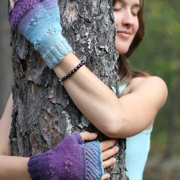 In Bloom fingerless mittens