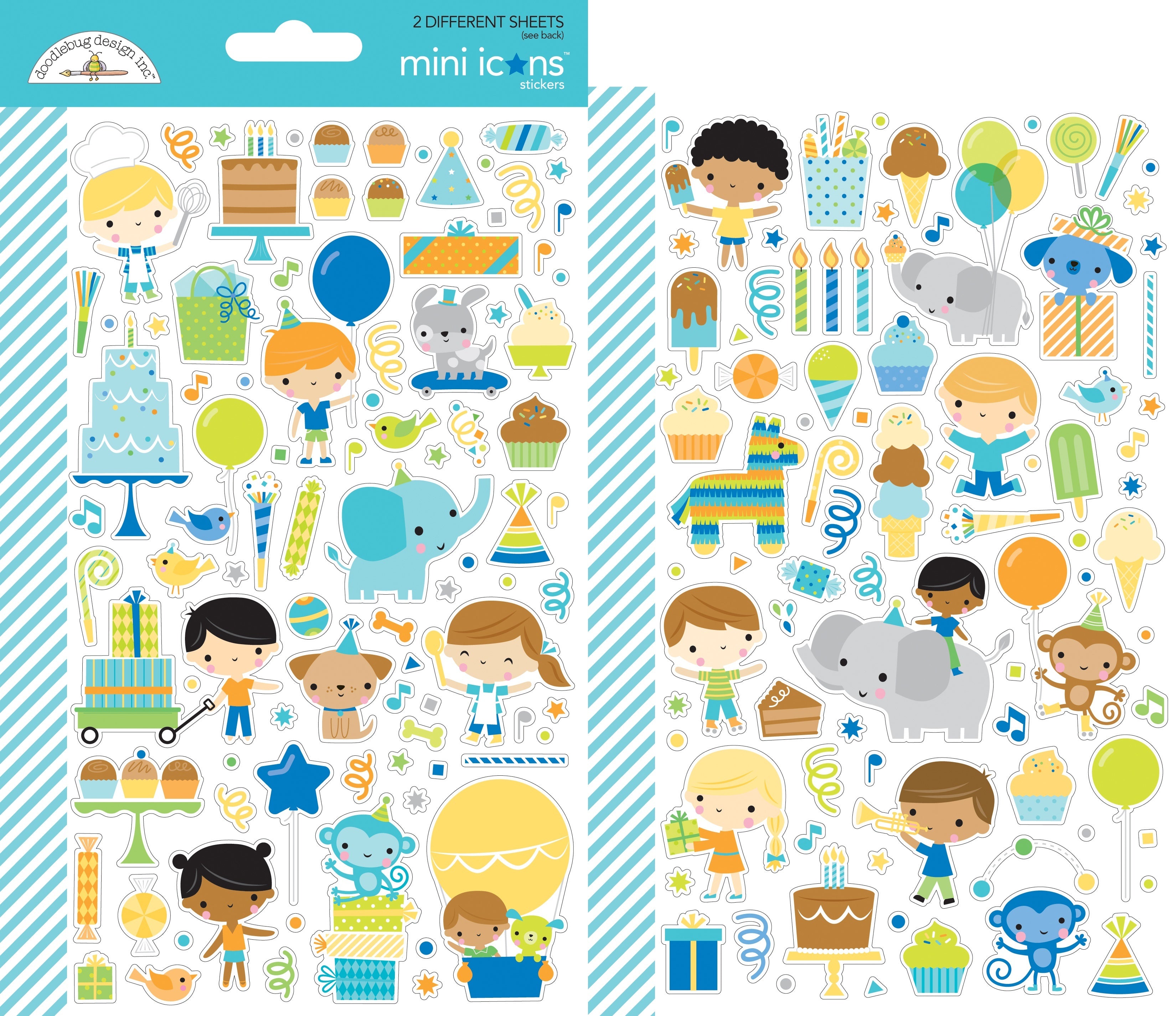 Doodlebug Dooblebug Mini Cardstock Stickers 2/Pkg - Party Time Icons