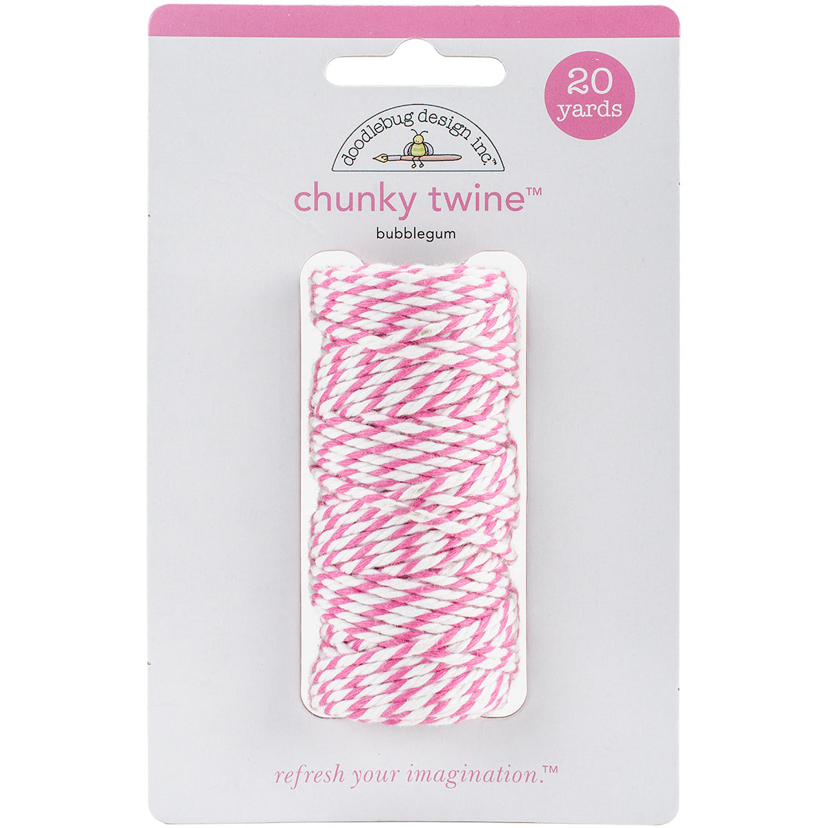 Doodlebug Monochromatic Chunky Twine 20yd - Bubblegum
