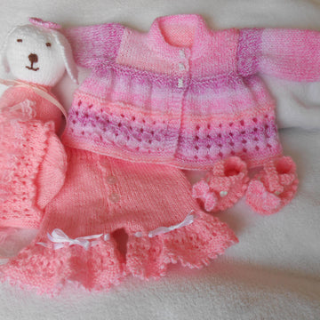 Penelope Puppy Newborn 16-19" Reborn Matinee Jacket Shorts Har Shoes Set Knitting Pattern