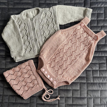 Zig-Zag Cardigan, Rompers and Bonnet