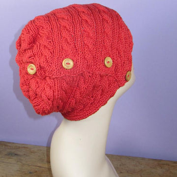 Sideways Button Up Cable Slouch Hat