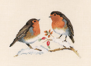 Heritage Winter Robins, 28 count Evenweave Cross Stitch Kit - 17.5cm x 12cm
