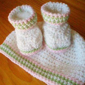 Candy Stripe Booties and Hat