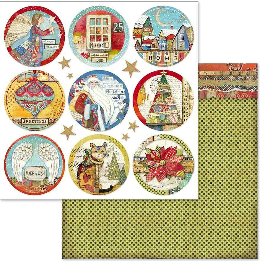 Stamperia Intl Stamperia Double-Sided Cardstock 12"X12" 10/Pkg - Christmas Rounds