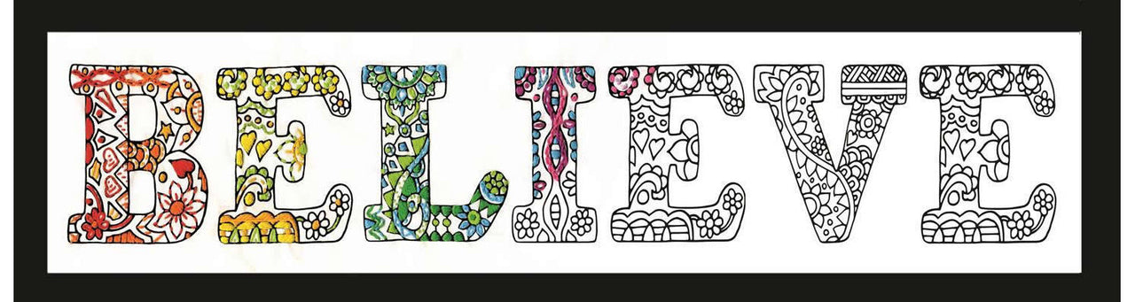 Design Works Zenbroidery Believe Cotton Fabric Printed Embroidery Kit