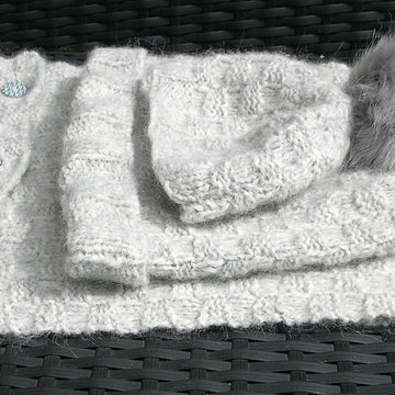 Hat and cocoon set in basket weave, with scarf