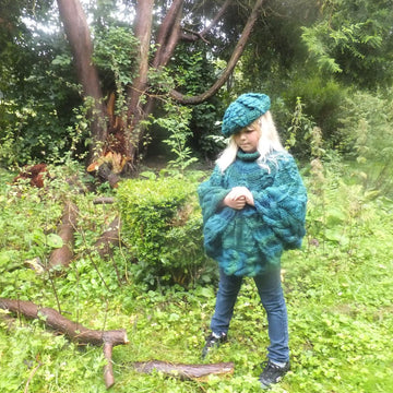 Child's Leaf Poncho With Matching Beret