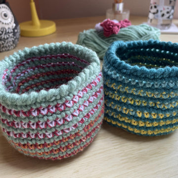Stripy gift and storage basket