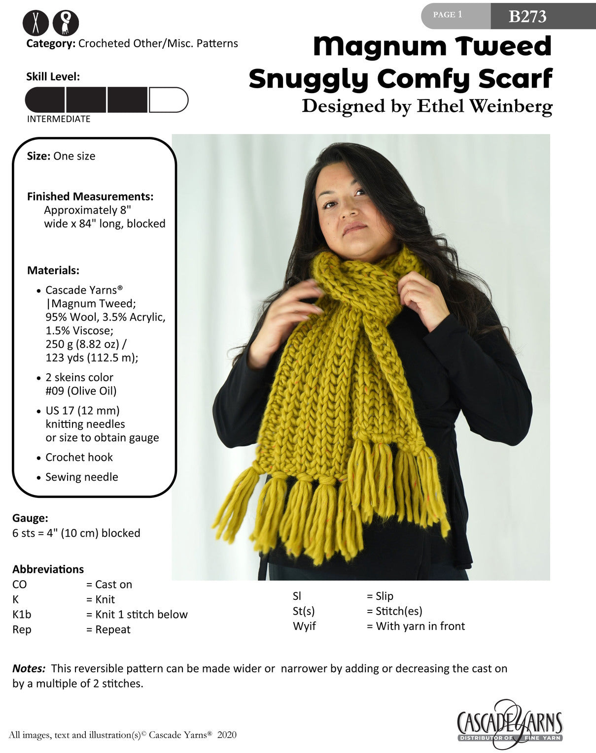 Snuggly Comfy Scarf in Cascade Yarns Magnum Tweed - B273 - Downloadable PDF