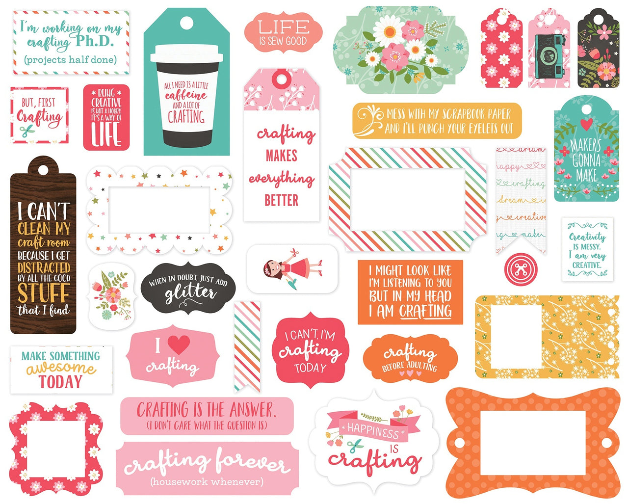 Echo Park Paper Echo Park Cardstock Ephemera 33/Pkg - Frames & Tags, I Heart Crafting