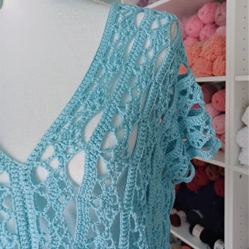 Ice Blue Crochet Lace Blouse