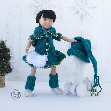 Knitted flat outfit Christmas Tree  for 8-9 inch dolls