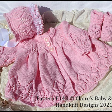 Leafy Lace Matinee Set for 16-22 inch doll (preemie-3m+ baby)