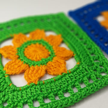 Crochet granny square is for blankets, coasters or home decor