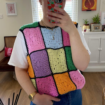 Solid granny squares dress/vest pattern