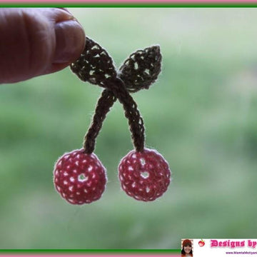Crochet Cherries Applique Pattern Ornament For Holidays And Christmas