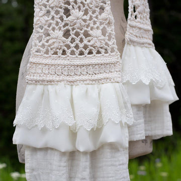 Crochet Lace Scarf with Flowers