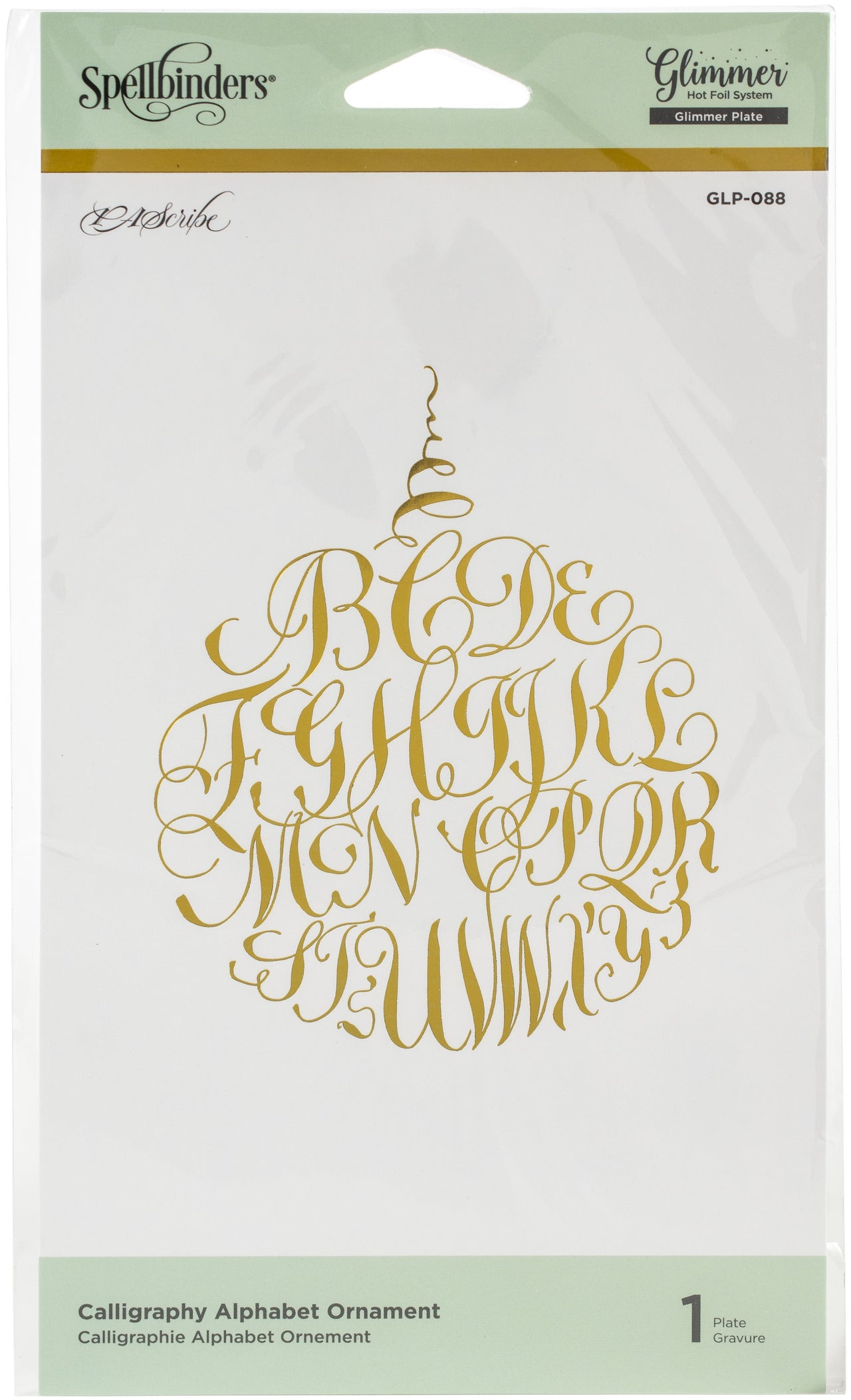 Spellbinders Glimmer Hot Foil Plate - Calligraphy Alphabet Ornament