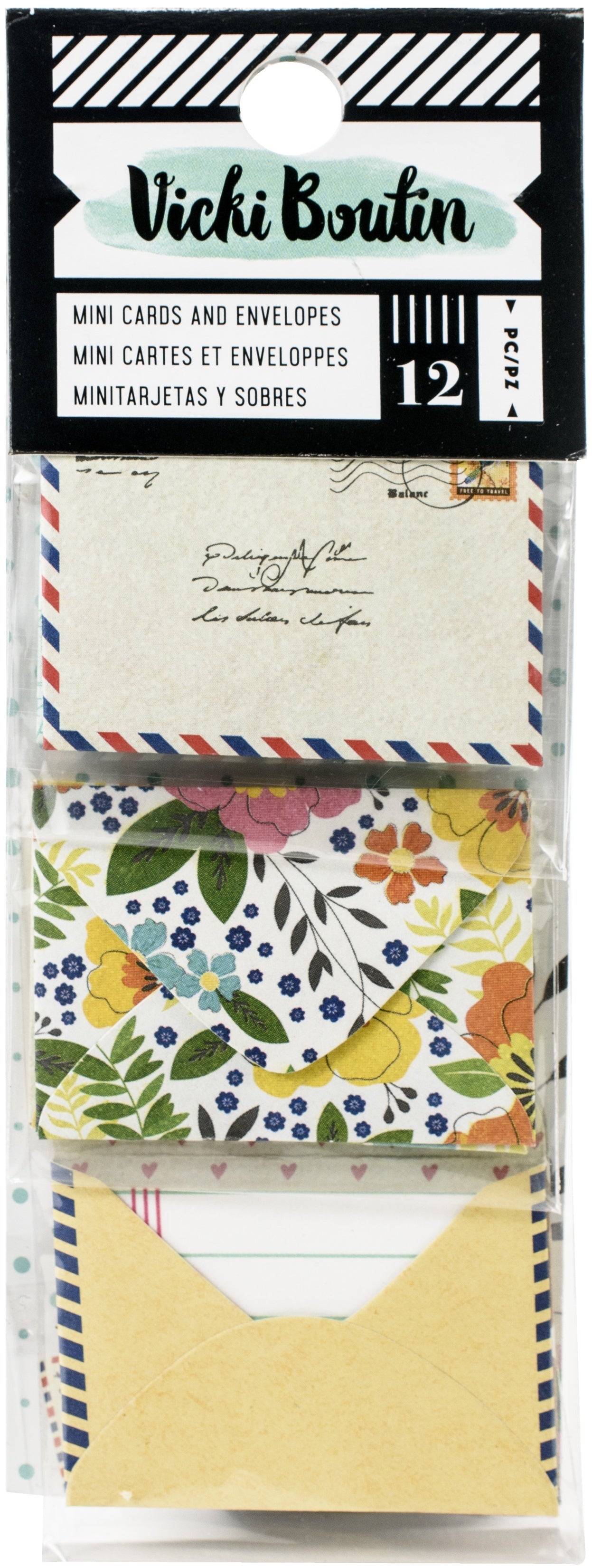 American Crafts Vicki Boutin Let's Wander Mini Envelopes W/Cards - (6) Cards & (6) Envelopes