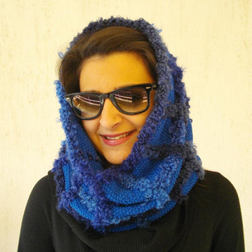 Dazzling blue tartan cowl