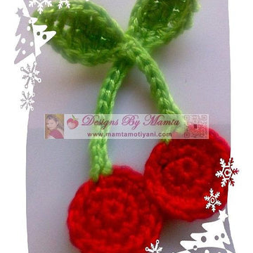 Crochet Cherries Applique Pattern Ornament For Holidays And Christmas