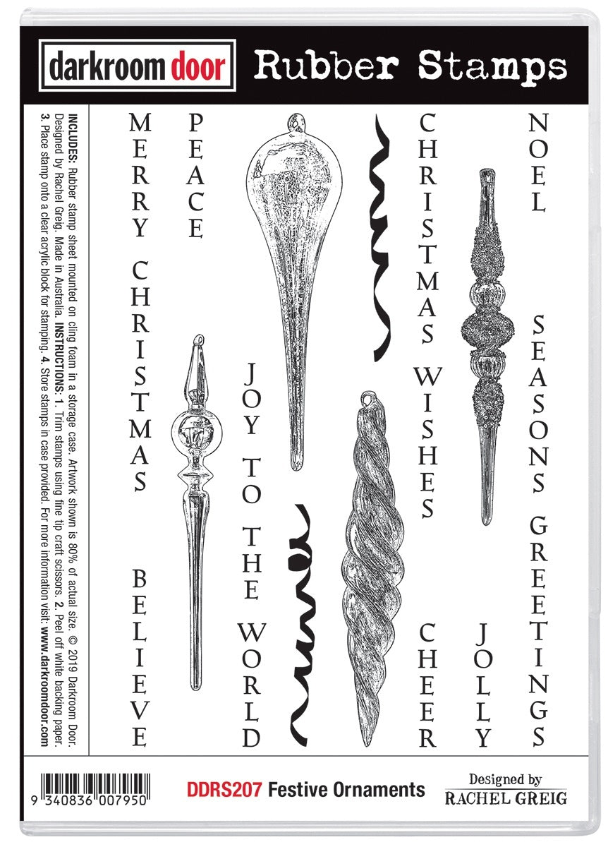 Darkroom Door Cling Stamps 7.3"X5.1" - Festive Ornaments