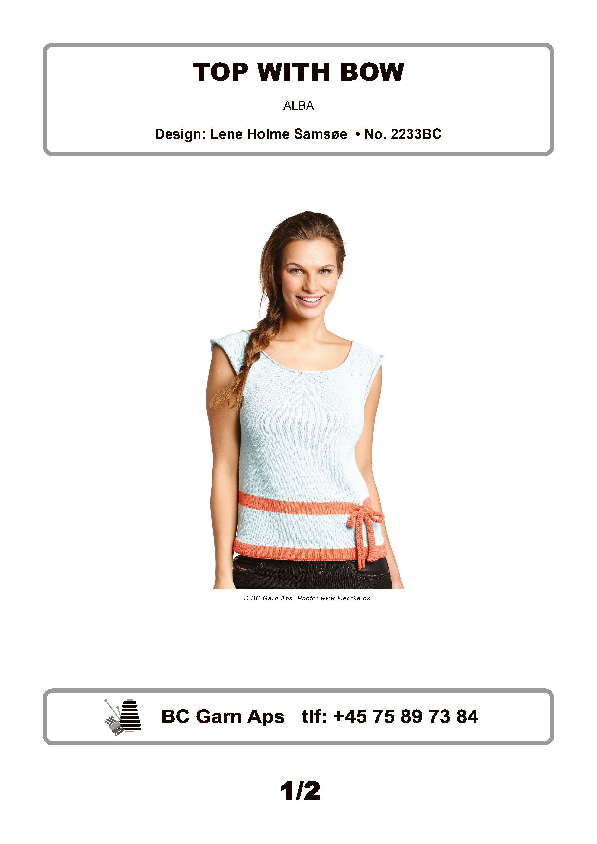 Top with Bow in BC Garn Alba - 2233BC - Downloadable PDF