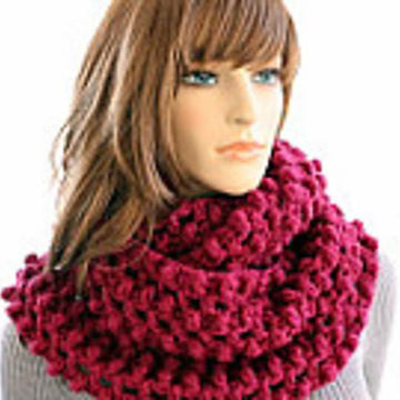 Chunky Crochet Circle Scarf Raspberry