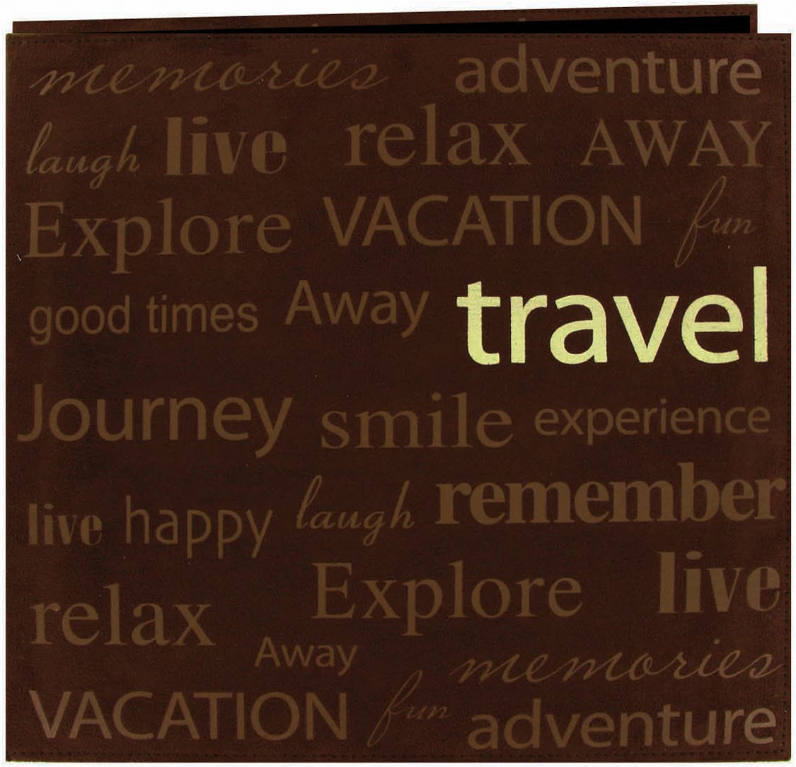 Pioneer Text Faux Suede Post Bound Album 12"X12" - Travel