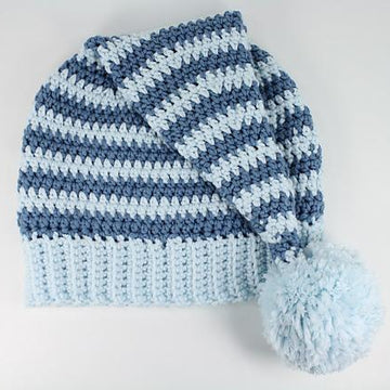 Crocheted Stocking Hat with Ribbed Edge