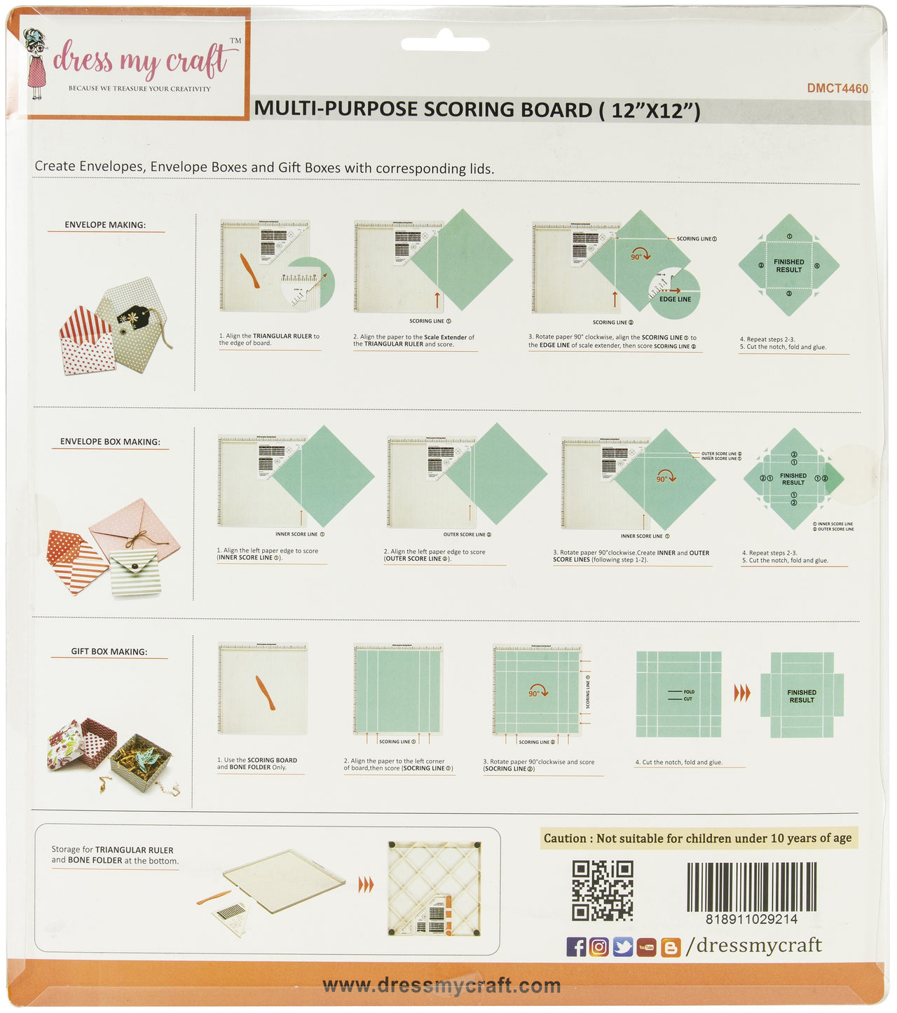 Dress My Craft Multi-Purpose Scoring Board 12"X12" - 570834