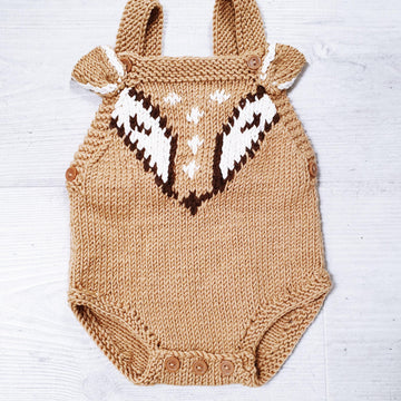 Baby Deer Knit Romper, 0-6 months