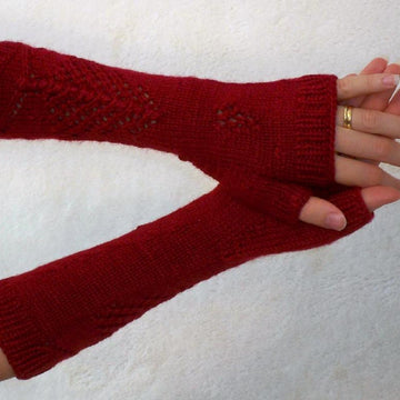 Pine Tree & Cone Fingerless Gloves