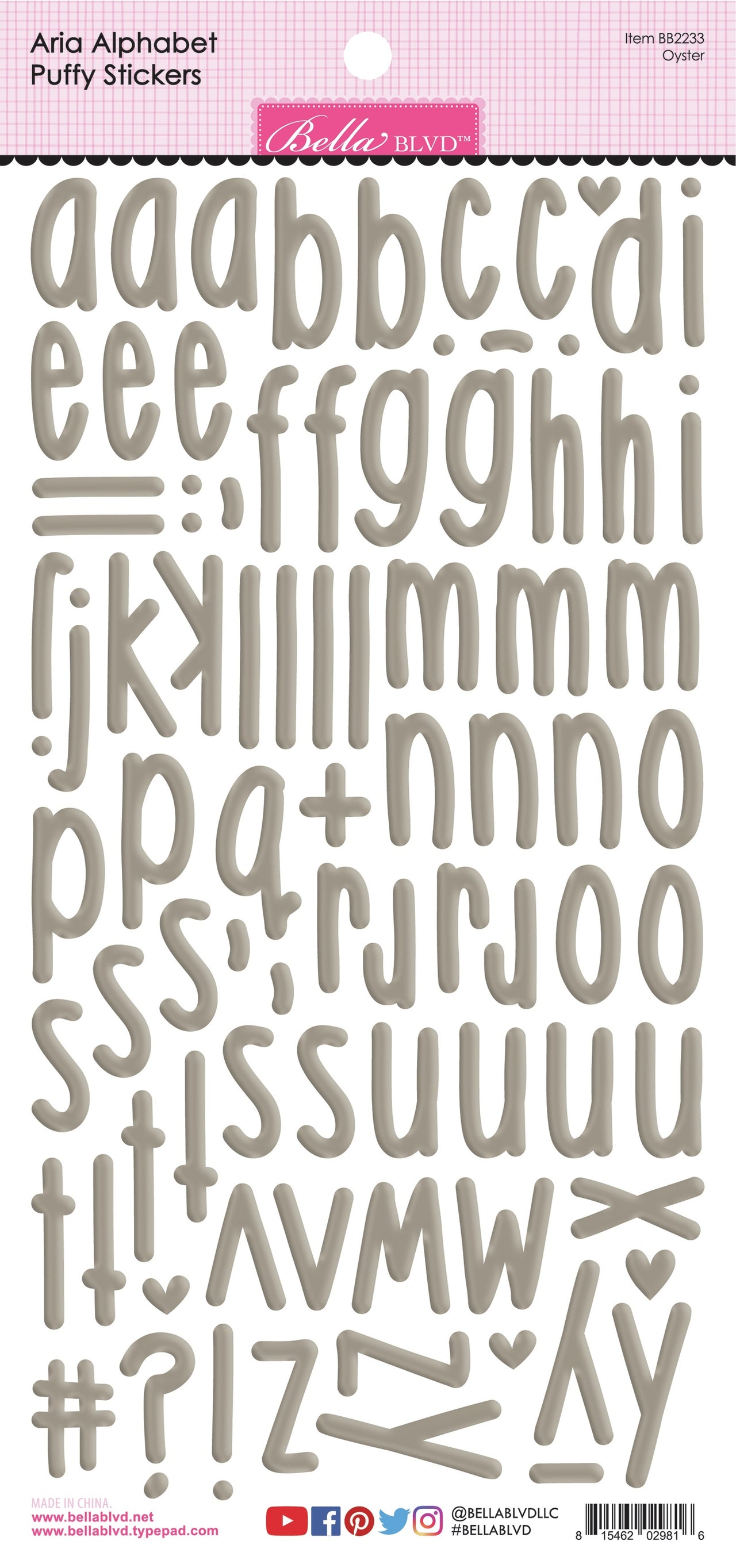 Doodlebug Aria Alpha Puffy Stickers - Oyster