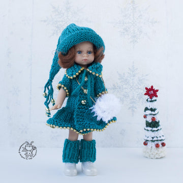 Knitted flat outfit Christmas Tree  for 8-9 inch dolls