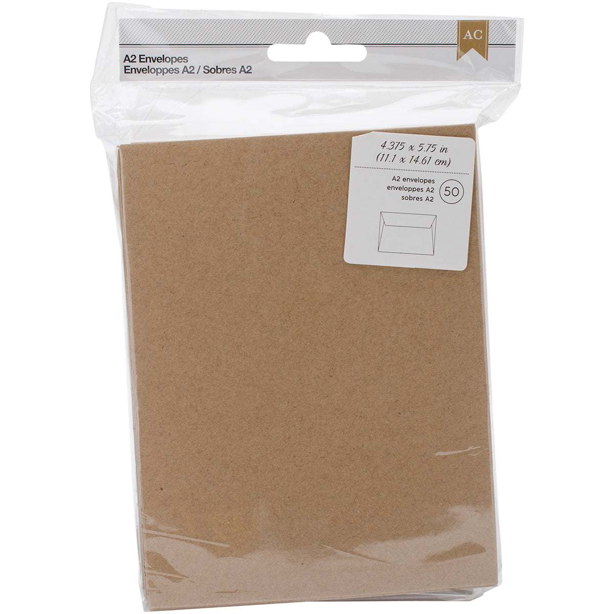 American Crafts A2 Envelopes (4.375"X5.75") 50/Pkg - Kraft