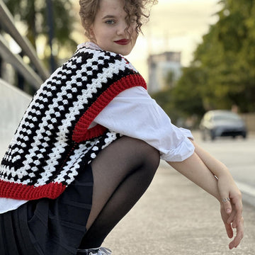 Black and white vest