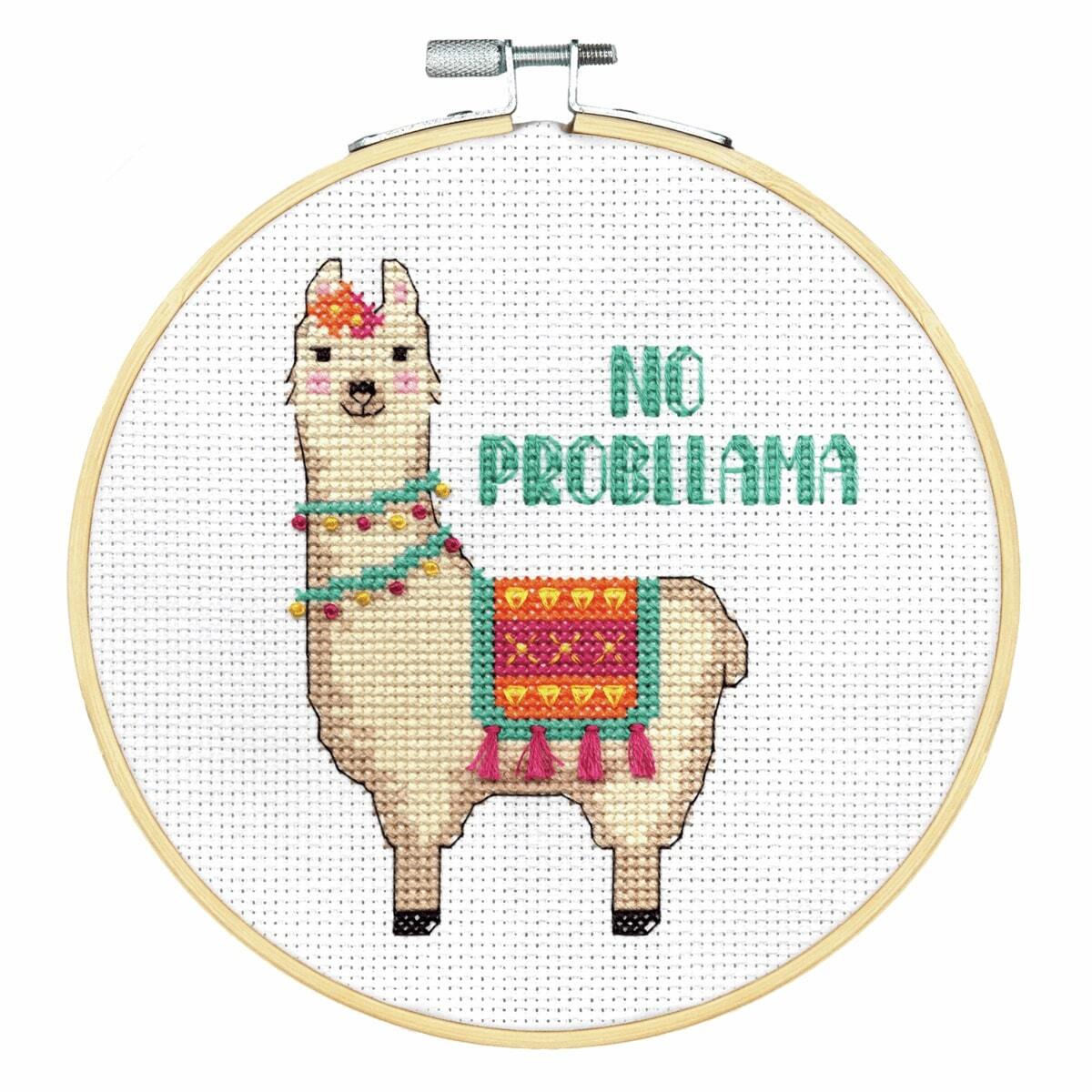 Dimensions No Probllama Cross Stitch Hoop Kit - 15cm