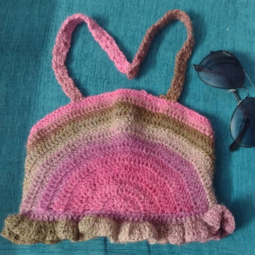 Beginner Crochet Halter Crop Top Pattern Kids Summer Crochet Top PDF Easy Frill Crochet Shirt Fun DIY Crochet Top Pattern
