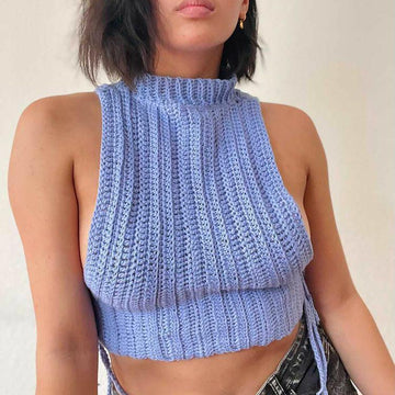 Ribbed turtleneck vest