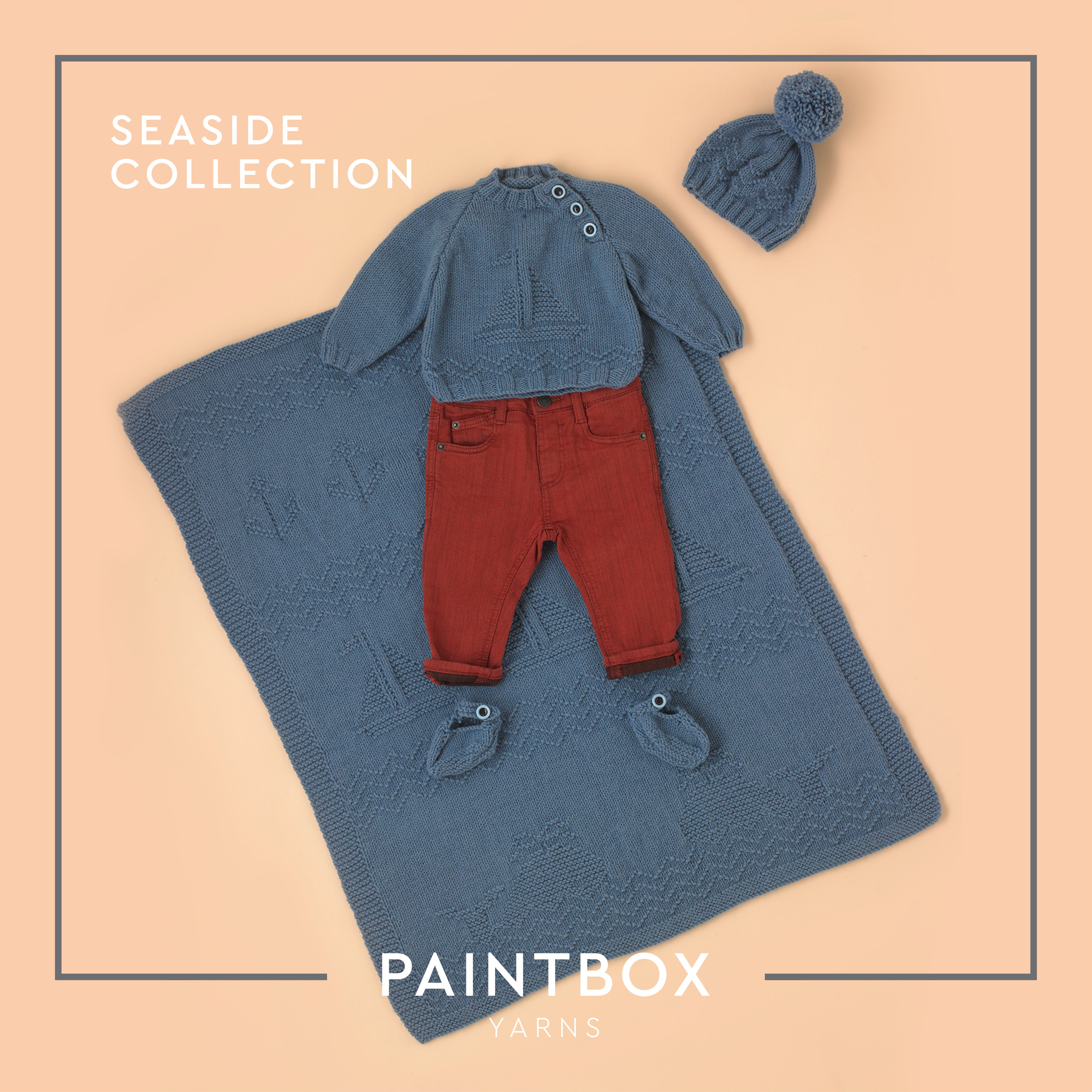 Seaside Collection - Top, Hat and Blanket Layette Knitting Pattern for Kids in Paintbox Yarns Baby DK - Free Downloadable PDF