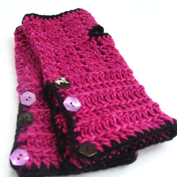 Button Cuff Fingerless Mitts