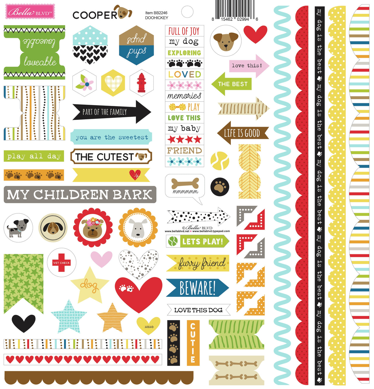 Doodlebug Cooper Cardstock Stickers 12"X12" - Cooper Doohickey