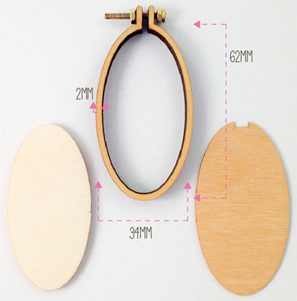 Dandelyne 3.4cm x 6.2cm Miniature Embroidery Hoop Pack with Brooch Back