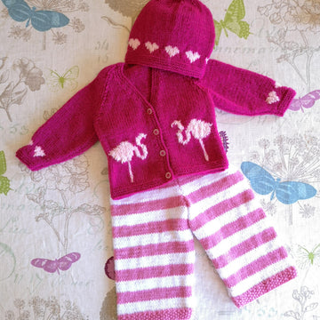 Flamingo and Hearts Baby Outfit