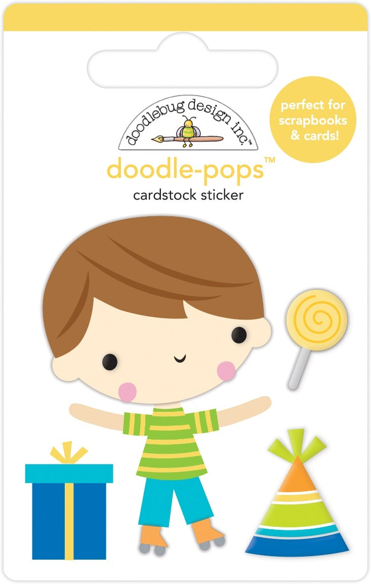 Doodlebug Doodle-Pops 3D Stickers - Birthday Boy, Party Time