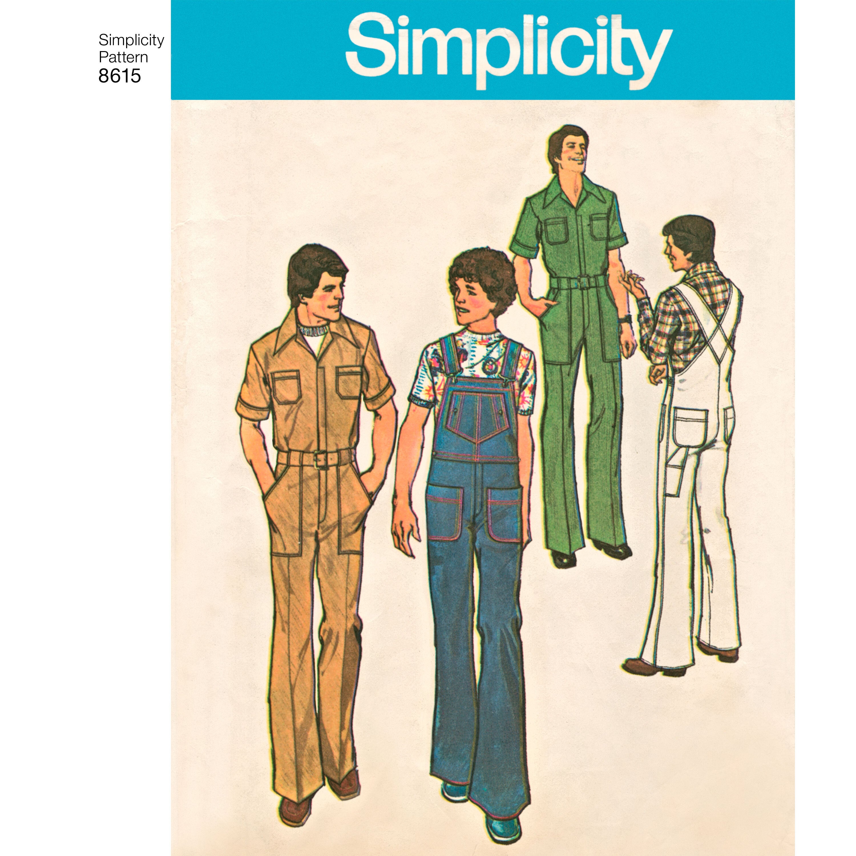 Simplicity 8615 Men's Vintage Jumpsuit and Overalls - Sewing Pattern