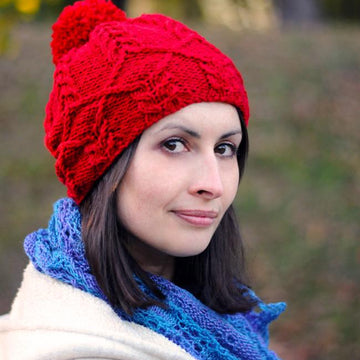 Valerie cable knit pompom hat